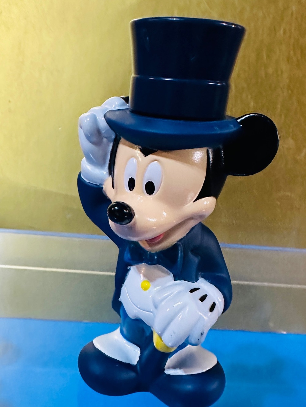 Disney Vintage Mickey Mouse Blue Tuxedo & Top Hat Vinyl Toy Figure